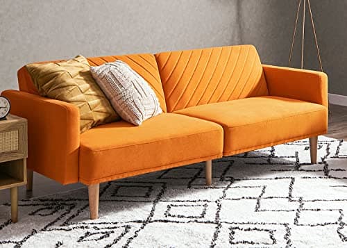 Mopio Mocha Brown Premium Velvet Futon Sofa Bed