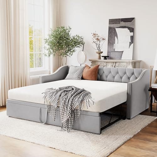 Twin Size Pop-Up Daybed with Extendable Frame (Gray)