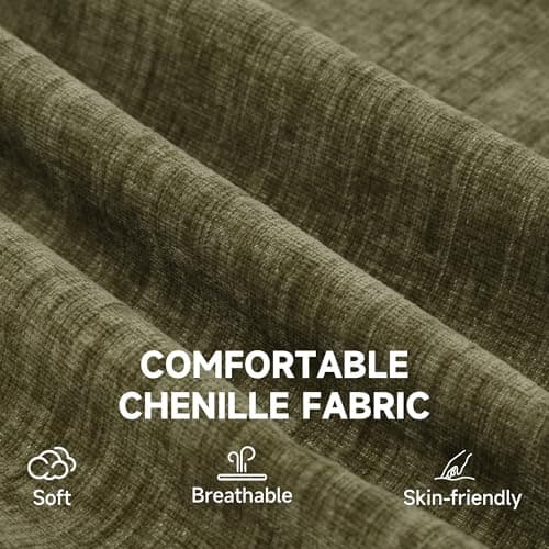 Oversized Chenille Chaise Lounge Chair with Ottoman (57.6", Green)