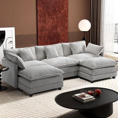 Ihanherry 111.4 Inch 3-Seater Cloud Sofa, Modern Breathable Living Room Couch