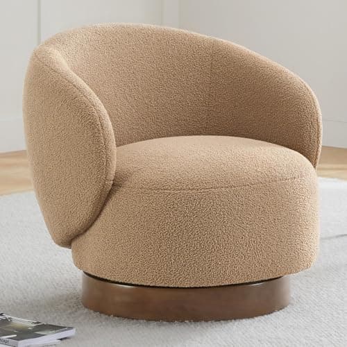 Cream Upholstered Swivel Armchair for Living Room & Bedroom