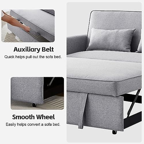 Modern 3-in-1 Sleeper Sofa Bed with Adjustable Backrest&Pillows
