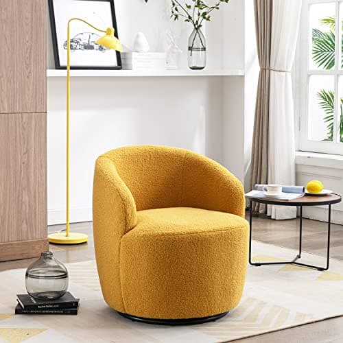 Modern Yellow Swivel Barrel Chair for Multiple Spaces