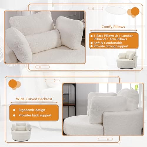 Oversized Swivel Chair with Storage Ottoman for Nursery, Living Room, Bedroom