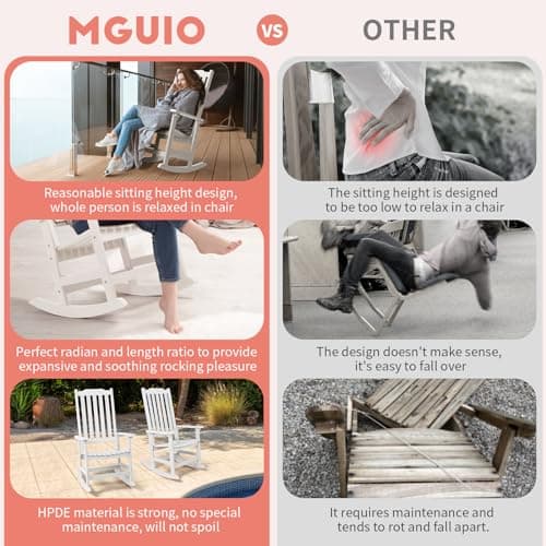 Weather Resistant Outdoor Rocking Chairs Set of 2