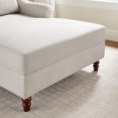 Beige White Adjustable Backrest Chaise Lounge Chair with Armrests