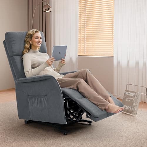 Dual Motor Power Lift Recliner Chair for Elderly with Massage and Heat
| Electric Recliner Chairs for Adults with Large Seat and Tall Backrest
| Infinite Position Electric Recliner Chairs for Adults with Fabric and Dark Grey