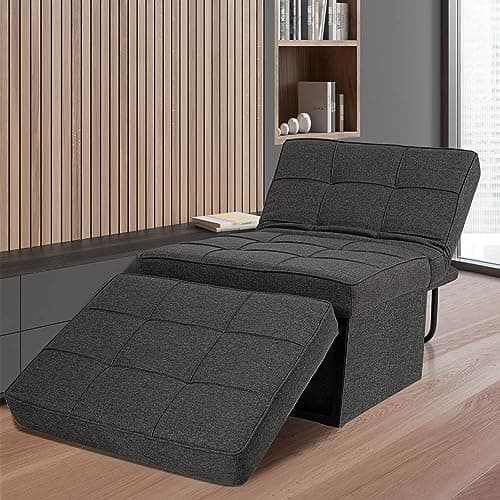 4-in-1 Convertible Sofa Bed with Adjustable Backrest, Gray (Large)