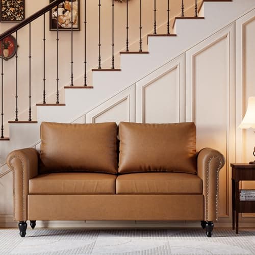 57" Loveseat Sofa Couch for Small Spaces with Solid Wood Legs