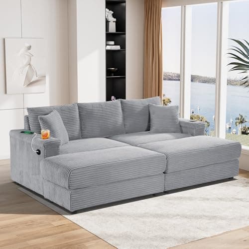 Oversized Chaise Lounge Chair with USB & Cup Holder - Black