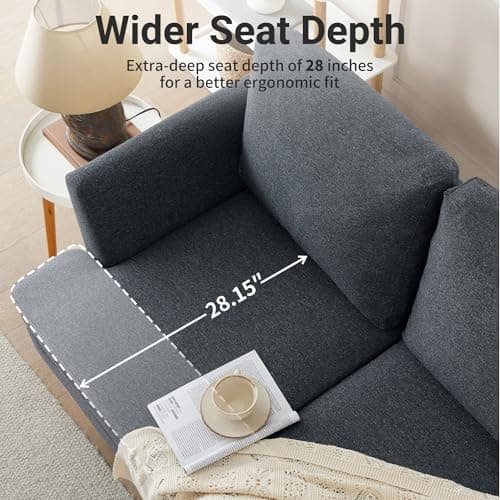 Dark Grey Mid Century Modern Loveseat Sofa for Small Spaces