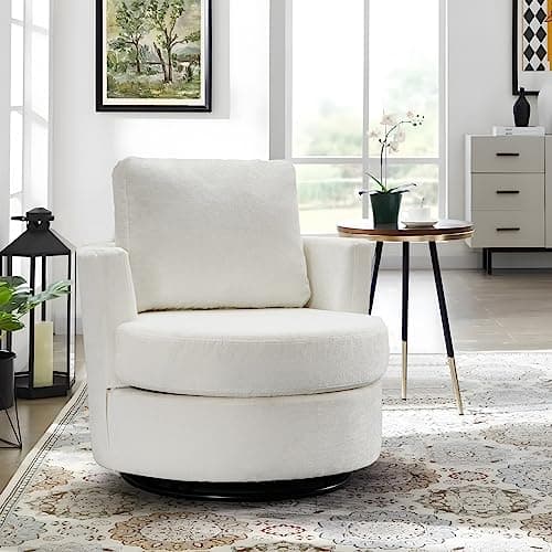 Modern Swivel Barrel Chair for Living Room - Beige