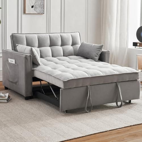 3-in-1 Velvet Sleeper Sofa Bed with Armrests and Storage(Black)