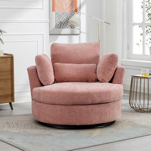 Oversized Swivel Accent Chair for Living Room Bedroom Hotel Office - Beige Boucle