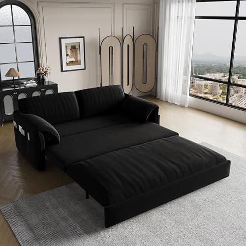 Eafurn Queen Size 3-in-1 Pull Out Sofa Bed with Storage Velvet Couch
