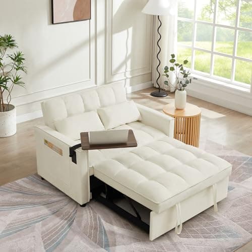 3 in 1 Sleeper Sofa Bed with Reclining Backrest & Table