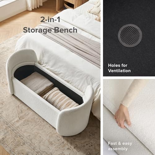 Mopio Sophie 51" Curved Ottoman Storage Bench, Bedroom Seating & Storage