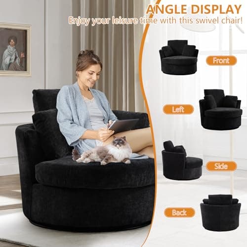 Set of 2 Modern Swivel Barrel Chairs for Nursery, Living Room, Bedroom