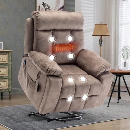 Power Lift Recliner Chair with Massage and Heat for Elderly, Oversized Boy Lazy Electric Recliner - Dark Grey
