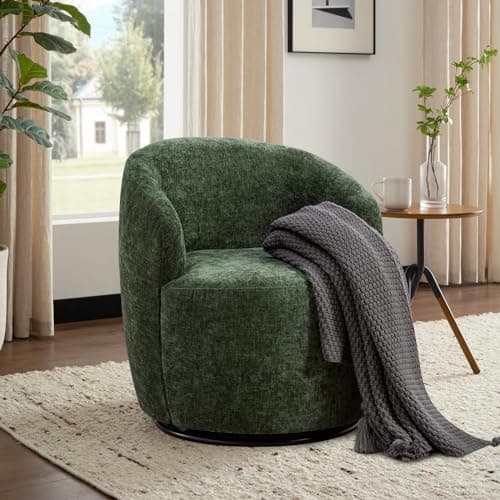 360 Degree Swivel Barrel Chair in Black Chenille Fabric