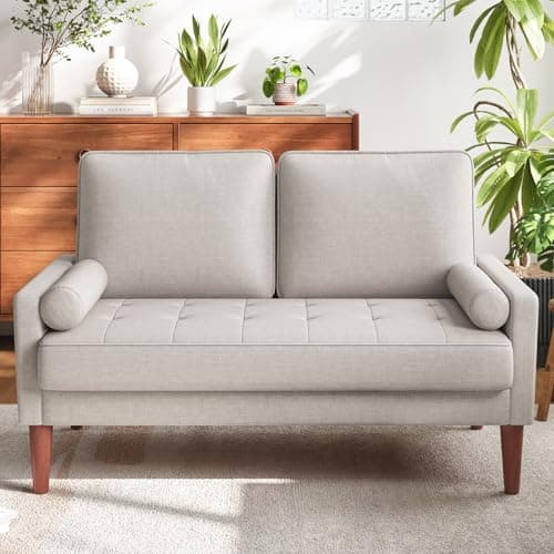 Vesgantti Mid Century Modern Love Seat Sofa, Grey, Easy Assembly