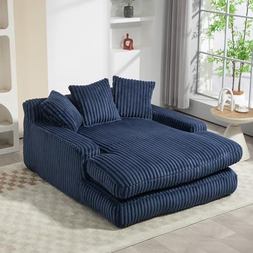 Oversized Grey Chaise Lounge Chair with Armrests & Throw Pillows - Modern Indoor Sofa for Living Room & Bedroom