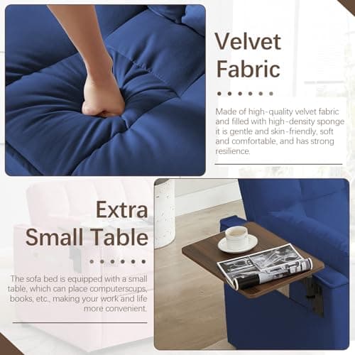 3 in 1 Sleeper Sofa Bed with Reclining Backrest & Table