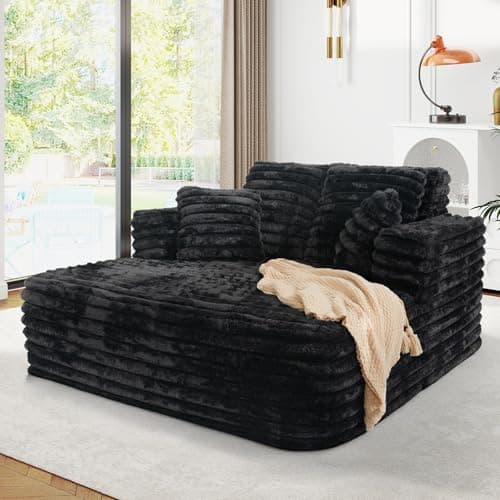 JEEOHEY Plush Faux Fur Sleeper Sofa Couch Bed for Living Room & Bedroom (Black)
| JEEOHEY Oversized Chaise Lounge Chair with Compression Foam for Comfort (Black)
| JEEOHEY Fluffy Comfy Cloud Couch with Wide Armrests for Relaxation (Black)