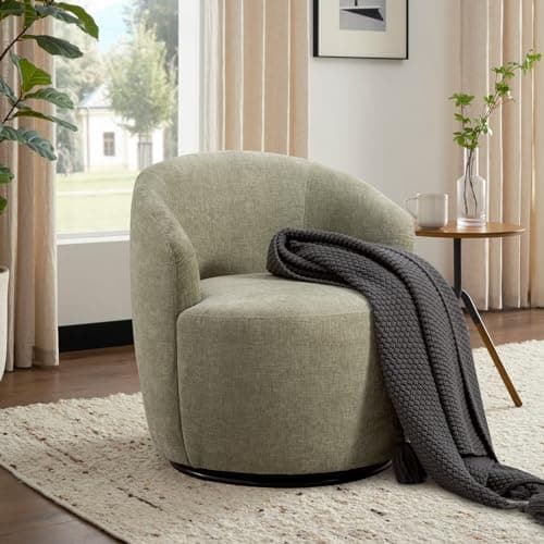 360 Degree Swivel Barrel Chair in Black Chenille Fabric