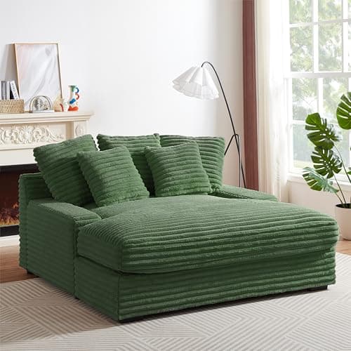 49.2" Full Foam Oversized Chaise Lounge Chair, Cozy Corduroy Upholstered Sleeper Sofa