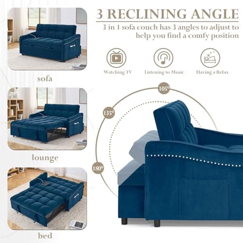 Modern 3-in-1 Sleeper Sofa with USB Port for Small Spaces
