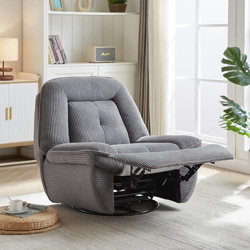 Swivel Rocking Recliner Chair for Adults in Grey