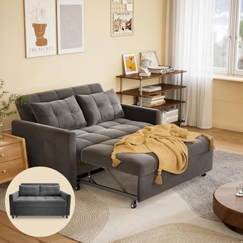 Gizoon 3-in-1 Convertible Futon Sofa Bed, Dark Grey