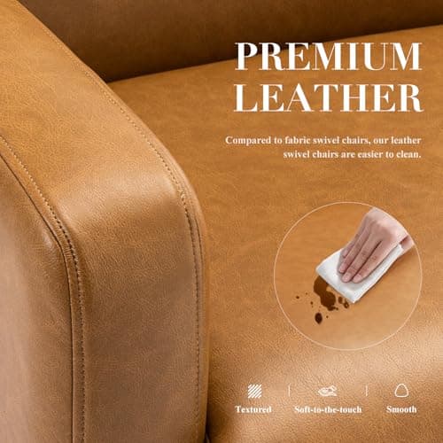 COLAMY Modern Faux Leather Swivel Accent Chair for Living Room - Light Brown