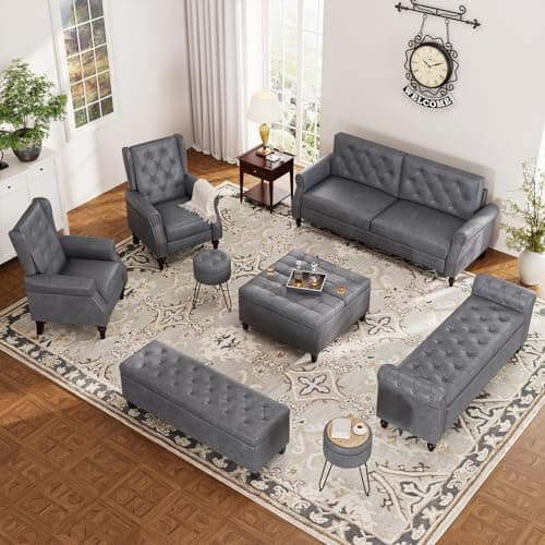 Faux Leather Window Bench with Storage & Tufted Button Detail, 65" Bedroom Bench, Brown