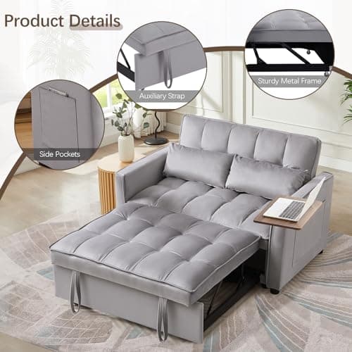 3 in 1 Velvet Sleeper Sofa Bed for Living Room, Apartment, Office, Small Space
