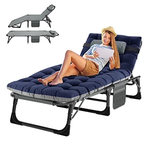ABORON Heavy Duty Outdoor 5-Position Folding Lounge Chair with Pad