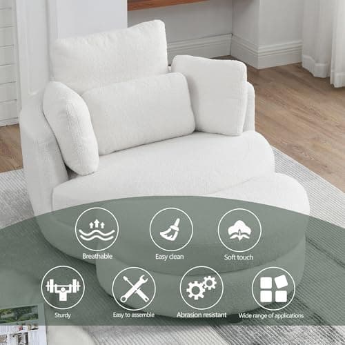 360° Swivel Barrel Chair with Half Moon Ottoman for Living Room