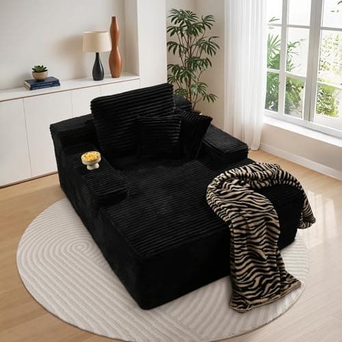 Weaxty Comfy Chaise Lounge Chair, 54" Deep, Grey