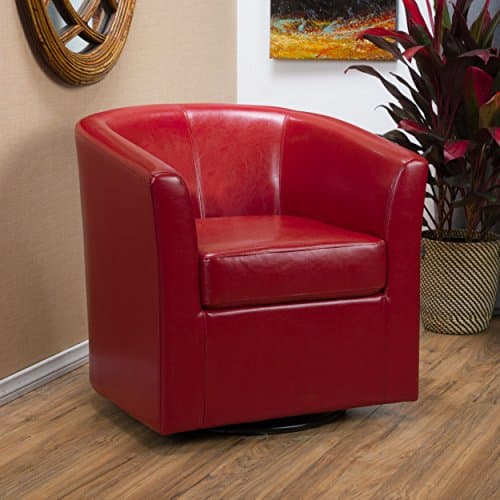 Christopher Knight Home Red Daymian PU Swivel Club Chair 29Dx30Wx30.25H