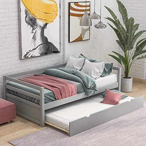 Velvet Daybed with Storage Drawers and Striped Headboard Design