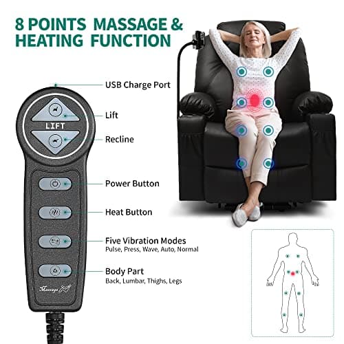 YITAHOME Electric Recliner Chair with Phone Stand & Massage Black