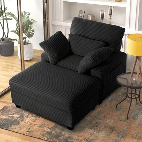 Ihanherry Oversized Chaise Lounge Chair with Ottoman - 57.52 Sleeper Sofa for Bedroom, Living Room, Office (Green)