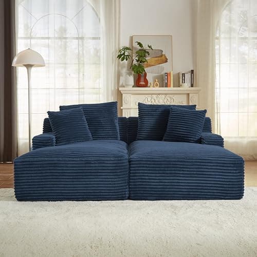 8 Foot Oversized Boneless Chaise Lounge Sofa, Modern Compressed Corduroy Living Room Couch