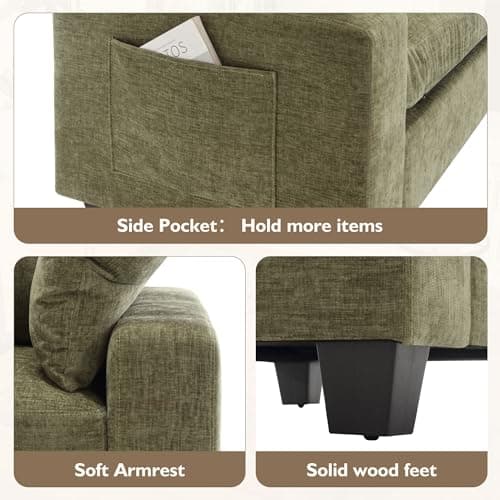 Ihanherry Oversized Chaise Lounge Chair with Ottoman - 57.52 Sleeper Sofa for Bedroom, Living Room, Office (Green)