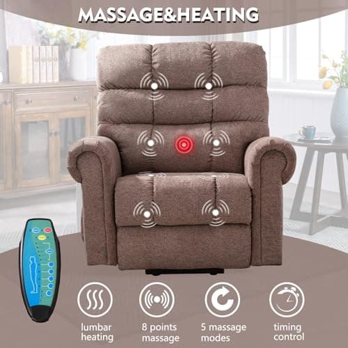 Phoenix Home Electric Recliner Chair with Massage for Elderly, Brown
