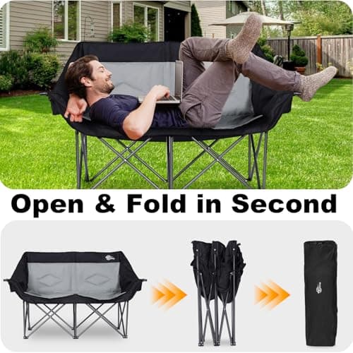 Heavy Duty 2 Person Camping Loveseat Chair for Adults