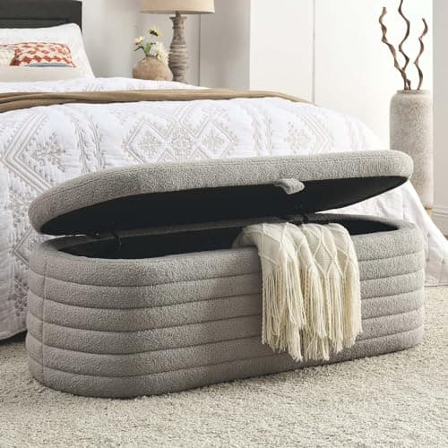 Modern Tufted Ottoman Storage Bench for Bedroom and Living Room - Grey