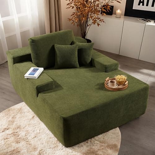Oversized Cloud Couch, 67" Beige Upholstered Bed Sofa (Plush Corduroy)
