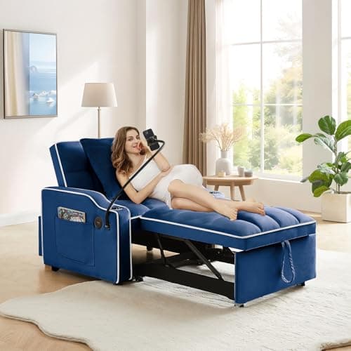 3-in-1 Convertible Sleeper Chair Bed for Small Spaces (Grey)